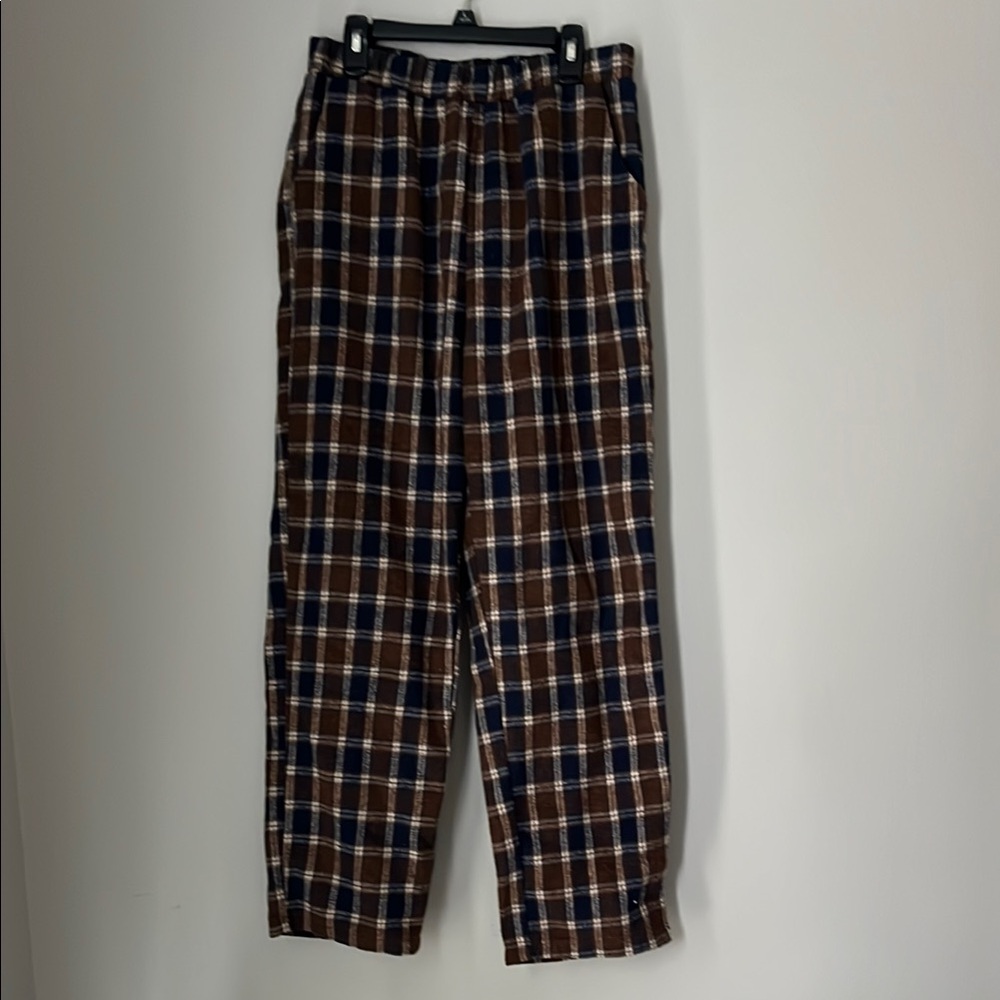 Plaid Pajama Pants - Brown and Blue